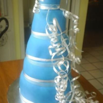 Blue Tiered Fondant Cake