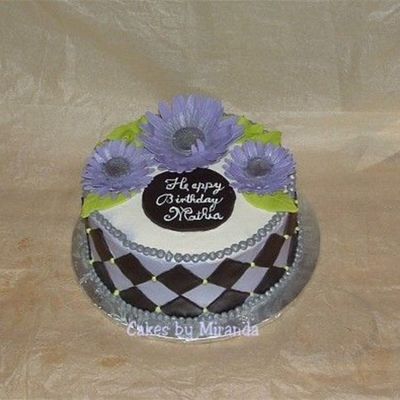Purple And Black Checks With Gumpaste Gerberas