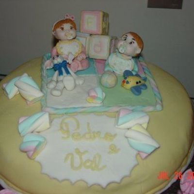 Cake To Cute Babiestwins From Brazil