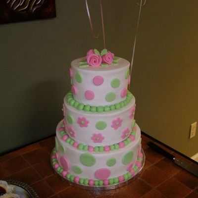 Pink/green Polka Dots