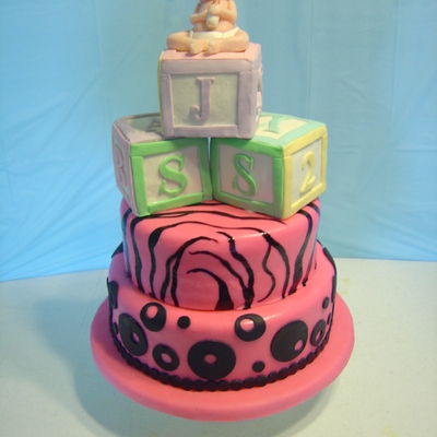 Hot Pink & Black Baby Shower Cake
