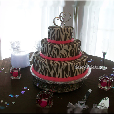 Hot Pink Zebra Wedding Cake
