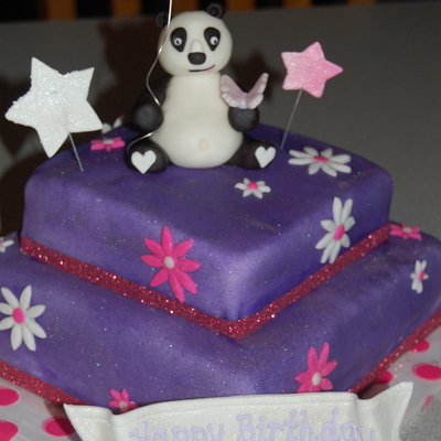 Purple And Pink Panda Cake