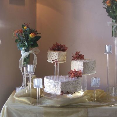 Three Teir Heart Shaped Beige Iced