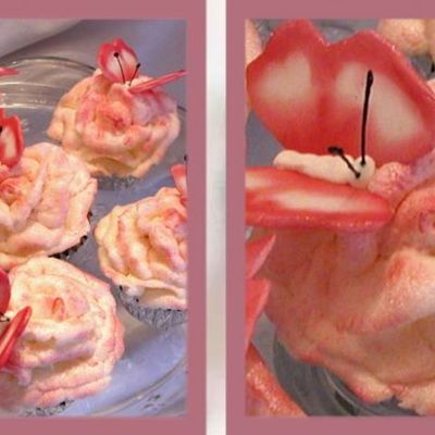 Rose Cupcakes With Butterflies