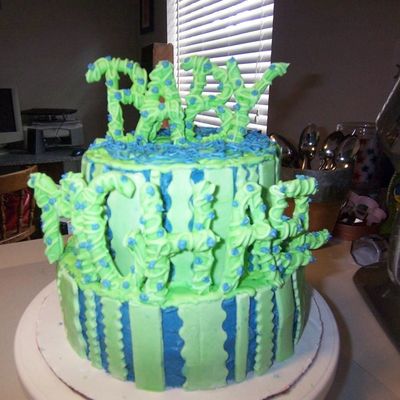 Blue/green Baby Shower Cake