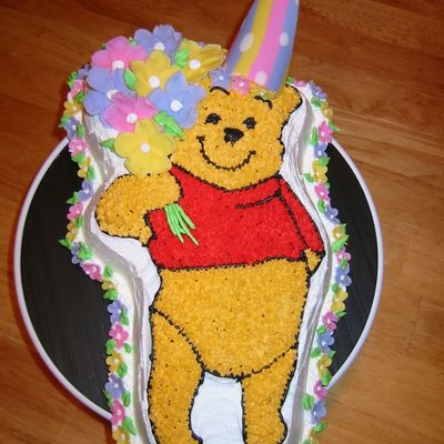 Birthday Pooh With Flowers