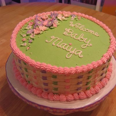 Baby Shower Cake With Flowers And Butterfly