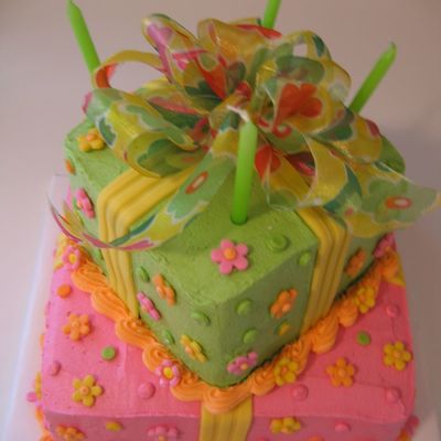 Pink Birthday Present Cake