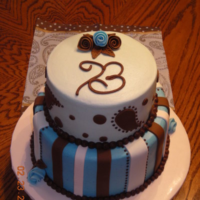 Blue/brown Shower Cake