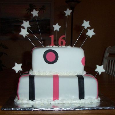 Pink & Black Birthday Cake