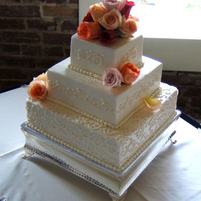 Pale Scrolls Wedding Cake