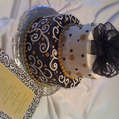 Black & Gold Bridal Shower Cake
