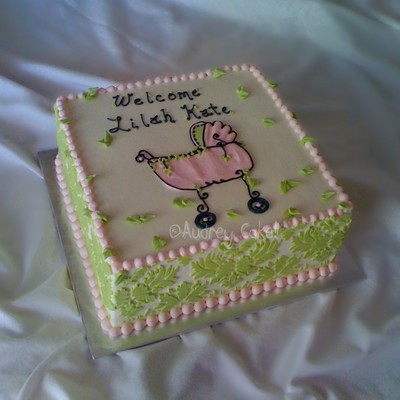 Damask Baby Shower Cake