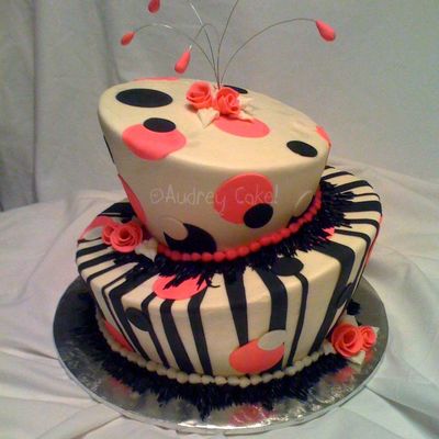 Pink & Black Topsy Turvy Cake