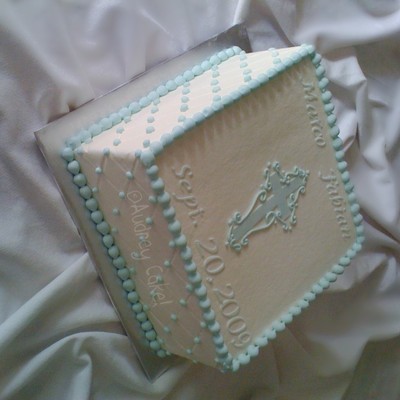 Pale Blue Baptism Cake