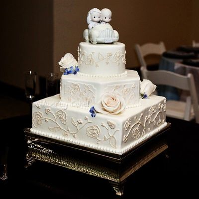 Ivory On White Wedding Cake