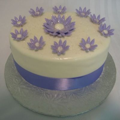 Purple Flowers Birthday Cake
