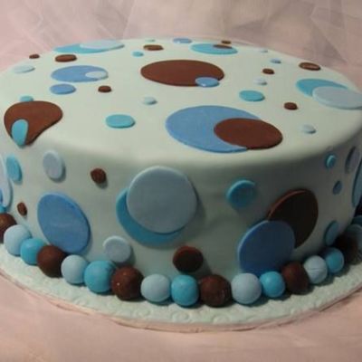 Polka Dot Cake Blue & Brown
