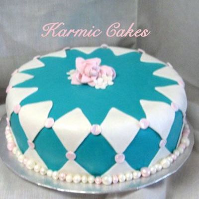 Teal & Pink Birthday Cake