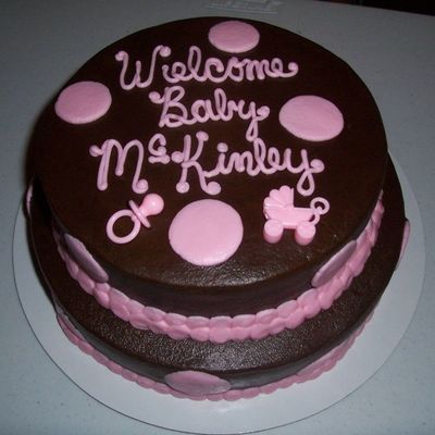 Brown And Pink Baby Shower Cake