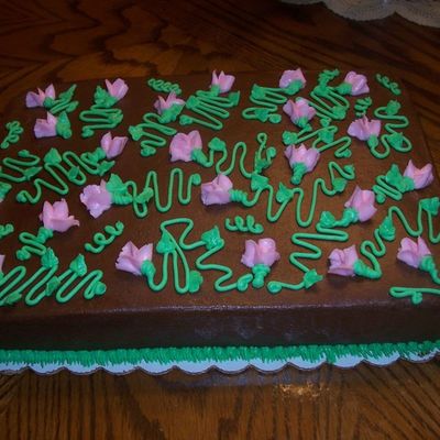 Chocolate Cake With Pink Sweet Peas