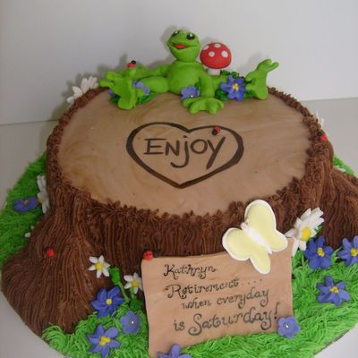 Frog On A Tree Stump