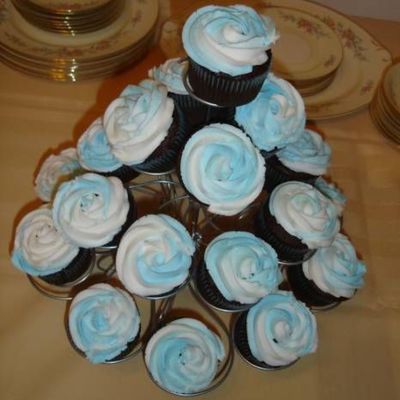 Blue & White "snow" Thanksgiving Cupcakes