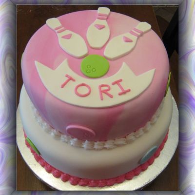 Pink Bowling Party Cake