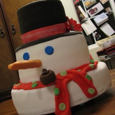 Frosty The Snowman 3 Teir Winter Christmas Cake With Gum Paste Flower