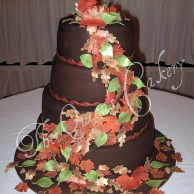 Fall Leaves Wedding Cake