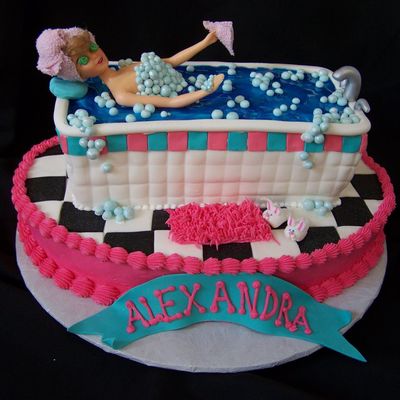Alex's Spa Party - Aka Barbie Bubble Boobies Cake