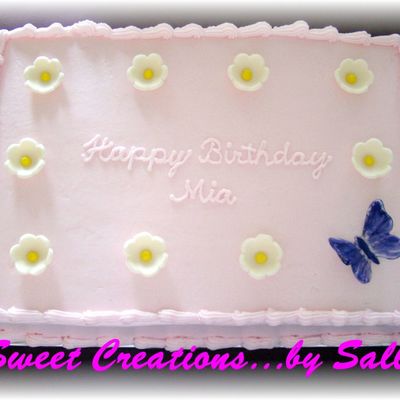 Flowers And Butterfly B-Day Cake