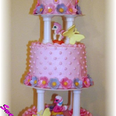 Flowers And Butterflies Tiered Cake
