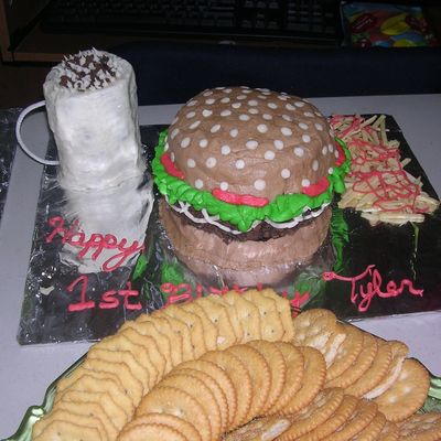 Hamburger, Root Beer And French Fries