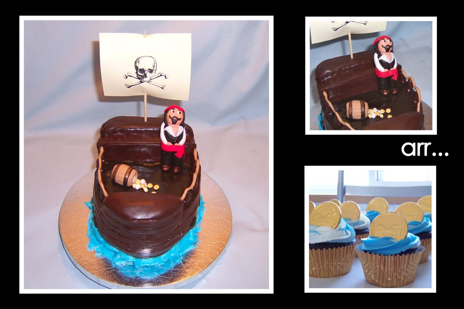 Pirate Ship Cake & Cupcakes