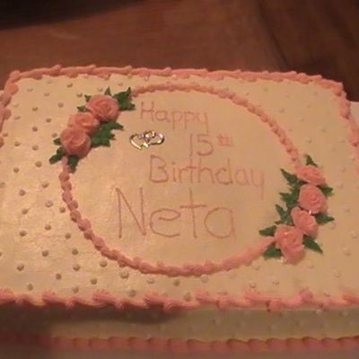 Pink And White Birthday Cake
