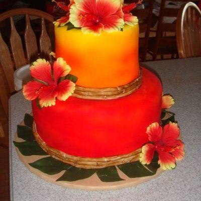 Hawaiian/tropical Birthday Cake