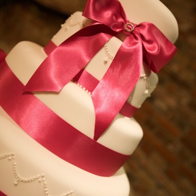 Pink Piped Wedding Cake