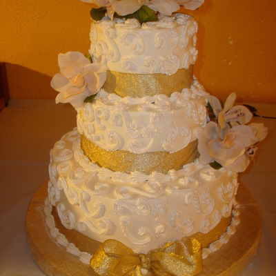 Ivory And Gold Wedding Cake