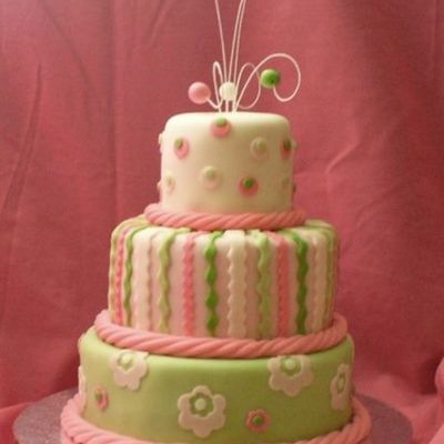 Pink Green White Fun Cake