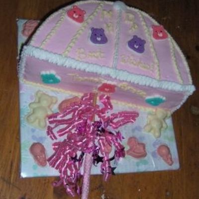 Pink And White Carebear Umbrella