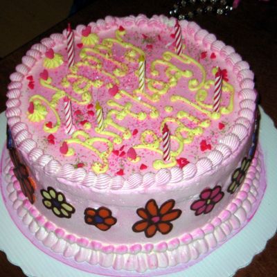 Pink Flower Birthday Cake