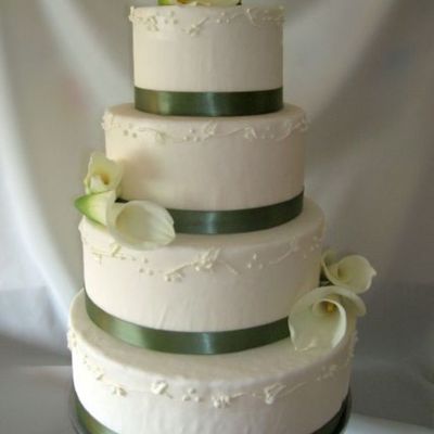 4 Tier; Fondant, Real Flowers