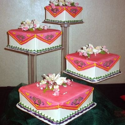Square Hmong - Inspired Wedding Cake