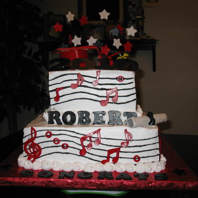 Black & Red Grad Cake