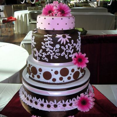 Pink And Brown Wedding Cake