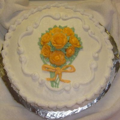Orange Cake W/ Cream Cheese Icing And Orange Roses. Tfl