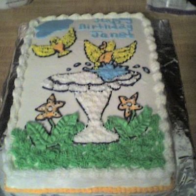 Bird Bath With Birds