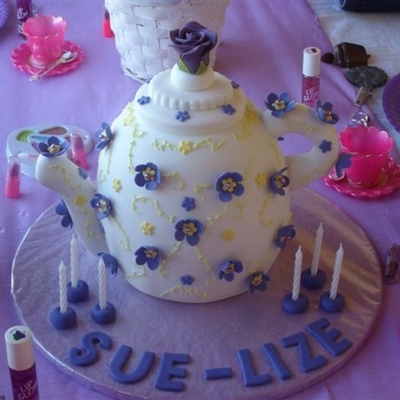 Tea Pot With Purple Flower